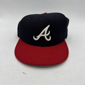Vintage Atlanta Braves Diamond New Era 5950 Pro Model USA Wool Fitted Hat 7 1/8